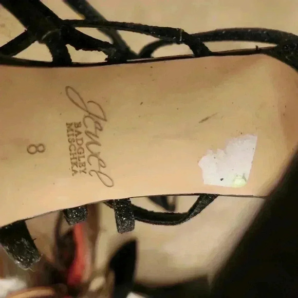 Jewel Badgley MischKa Black Sparkle Strappy Heels Size 8 - Picture 7 of 7
